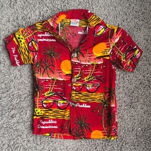 Tropical Red Kids Button Down Shirt